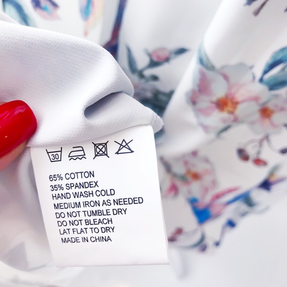 Blue bird white garden party dress - Picture 4 of 6